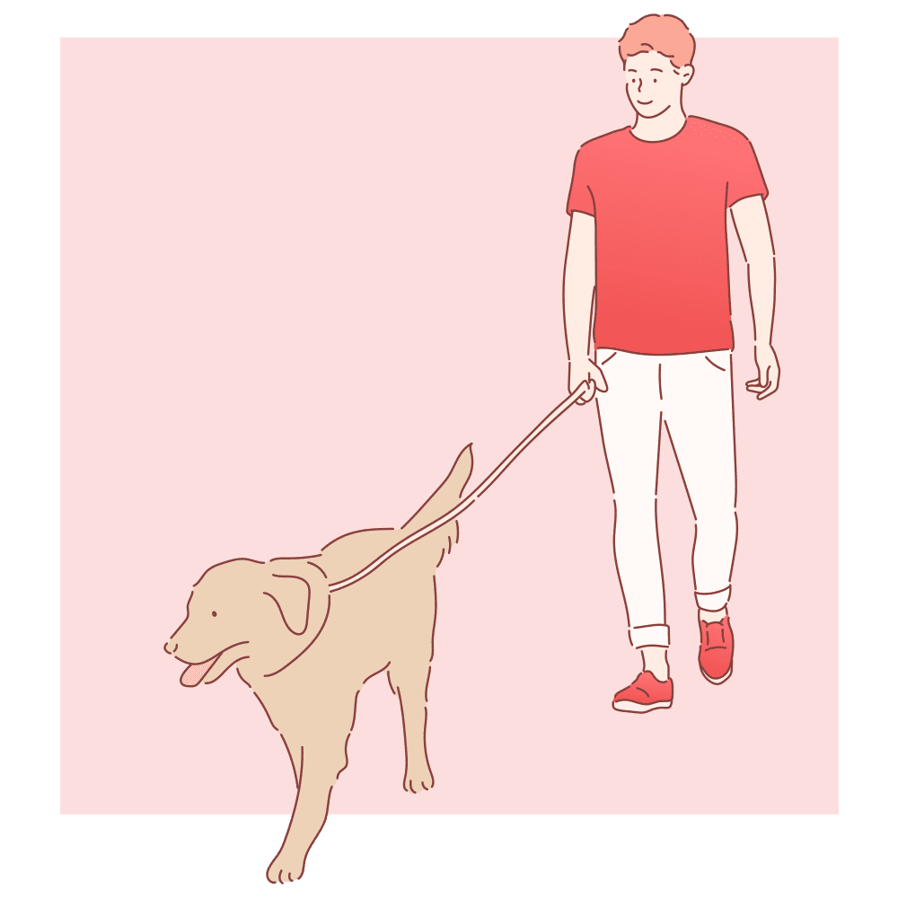 man walking dog on square