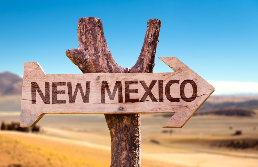 wooden new mexico sign in desert